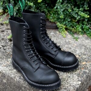 SOLD-- Solovair Greasy Steel Toe 11 Eye Derby Boots Men's 11 Women's 13 UK 10